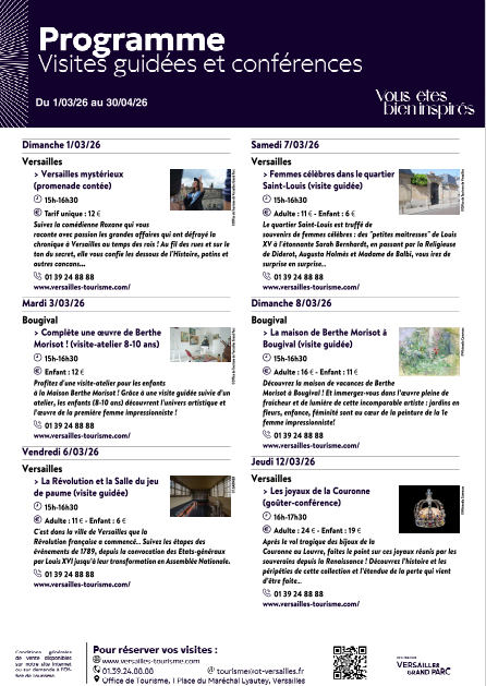 Visites conférences de mars et avril 2026