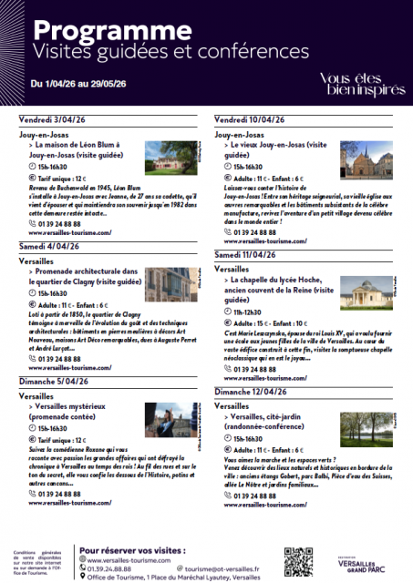 Visites conférences d'avril et mai