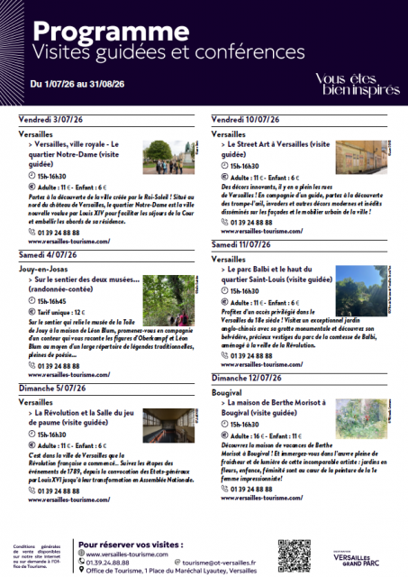 Visites conférences de juillet et août