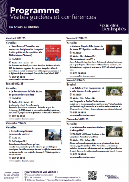 Visites conférences de décembre et janvier