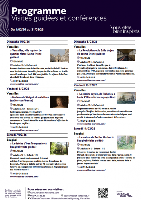 Visites conférences de février et mars 2026