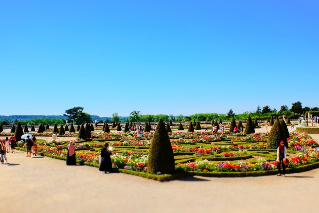 Jardins fleuris du Château de Versailles en été