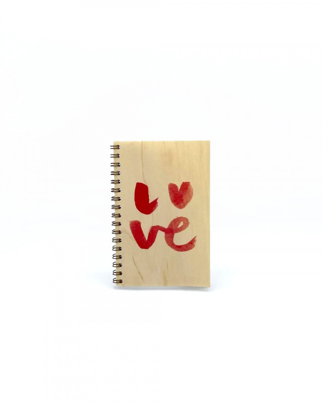 Carnet en bois - Love, cadeau, Saint Valentin 