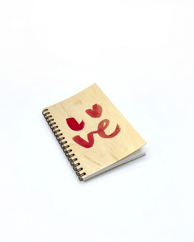 Carnet en bois - Love, cadeau, Saint Valentin 