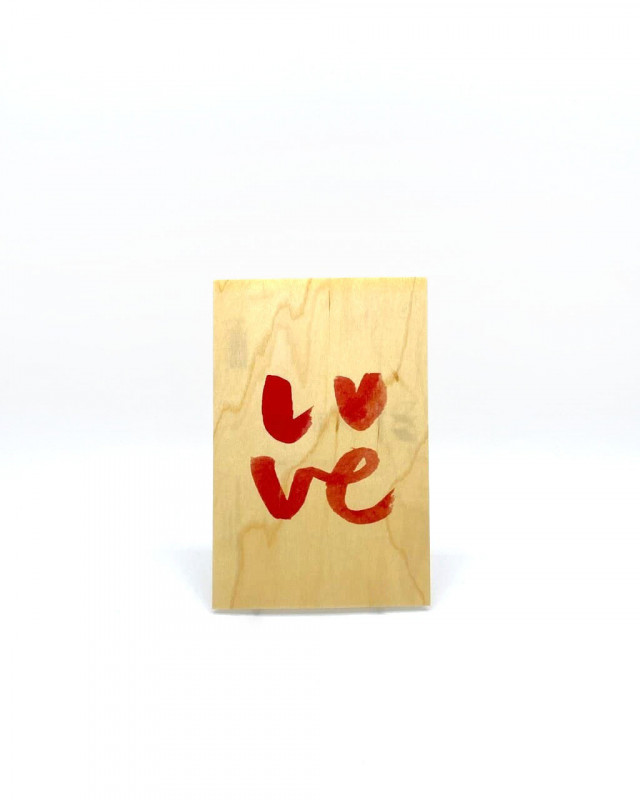 Carte postale en bois - Love, saint valentin, cadeau 