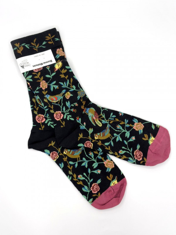 Chausettes Toile de Jouy -  Fleurs et Oiseaux, cadeau, souvenir