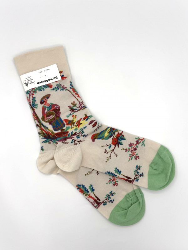 Chausettes Toile de Jouy -  La Jardinière, cadeau, souvenir 