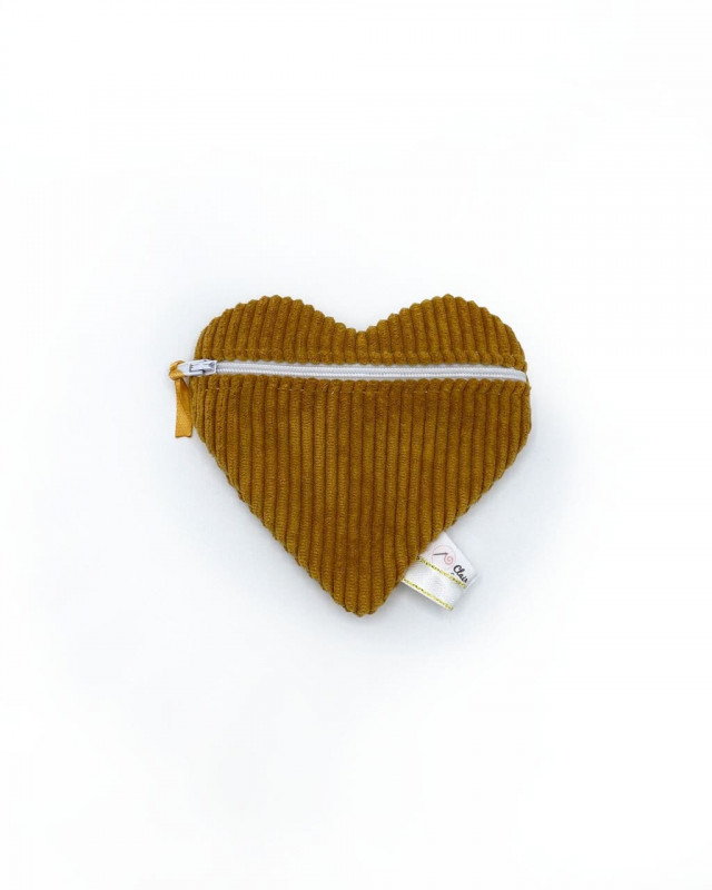 Clair'ette Astuces - Pochette Coeur moutarde, Fait main, versailles