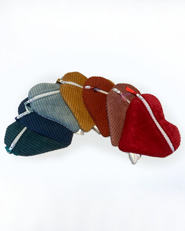 Clair'ette Astuces- Corduroy Heart Pouch, handmade, versailles 