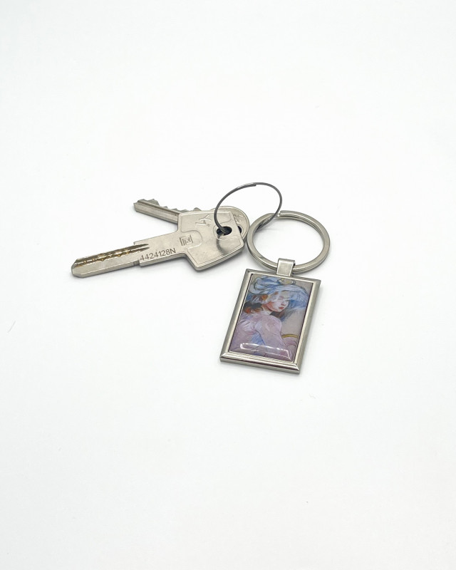  Porte-clé métal - Fillette au panier  souvenir bougival